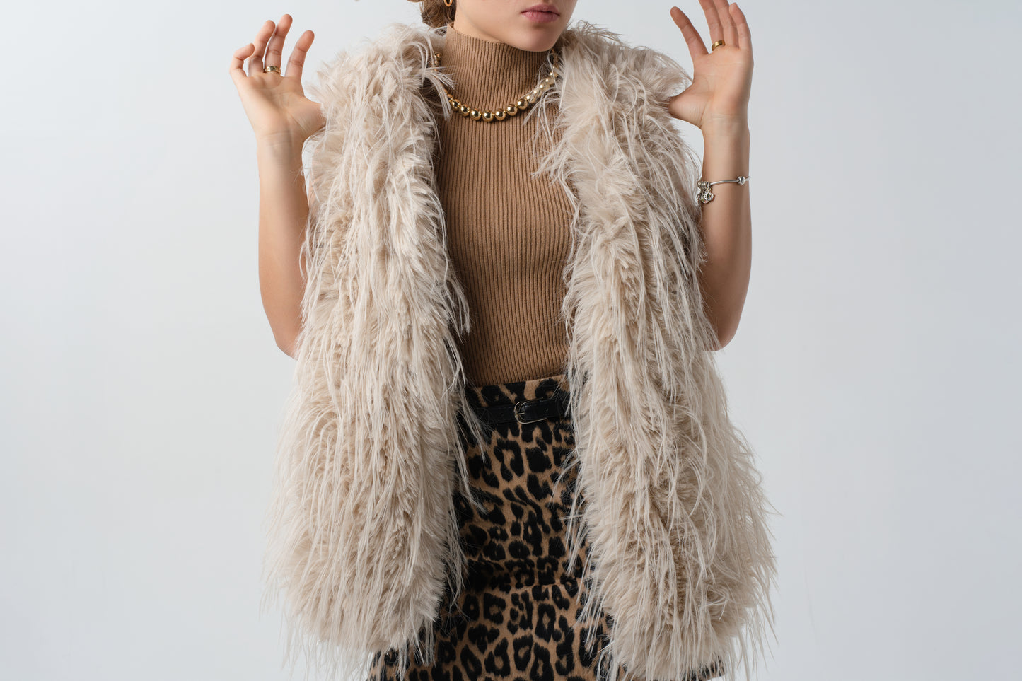 Chaleco Plumas Beige