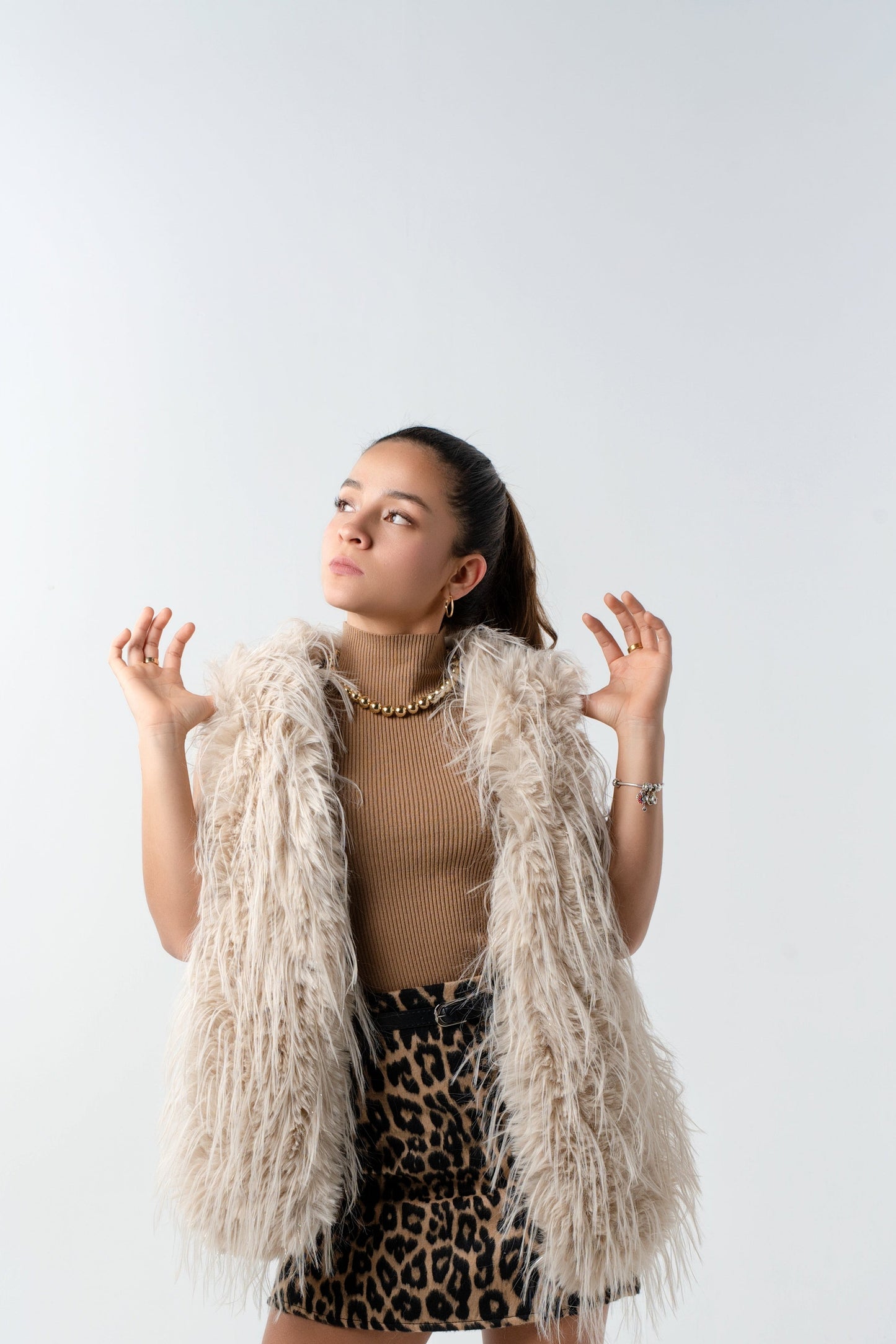 Chaleco Plumas Beige